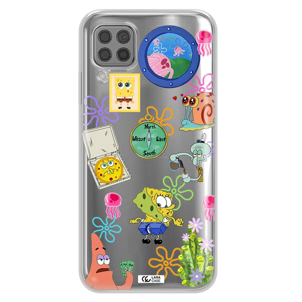 a collection of cartoon characters Huawei P40 Lite Clear TPU Case