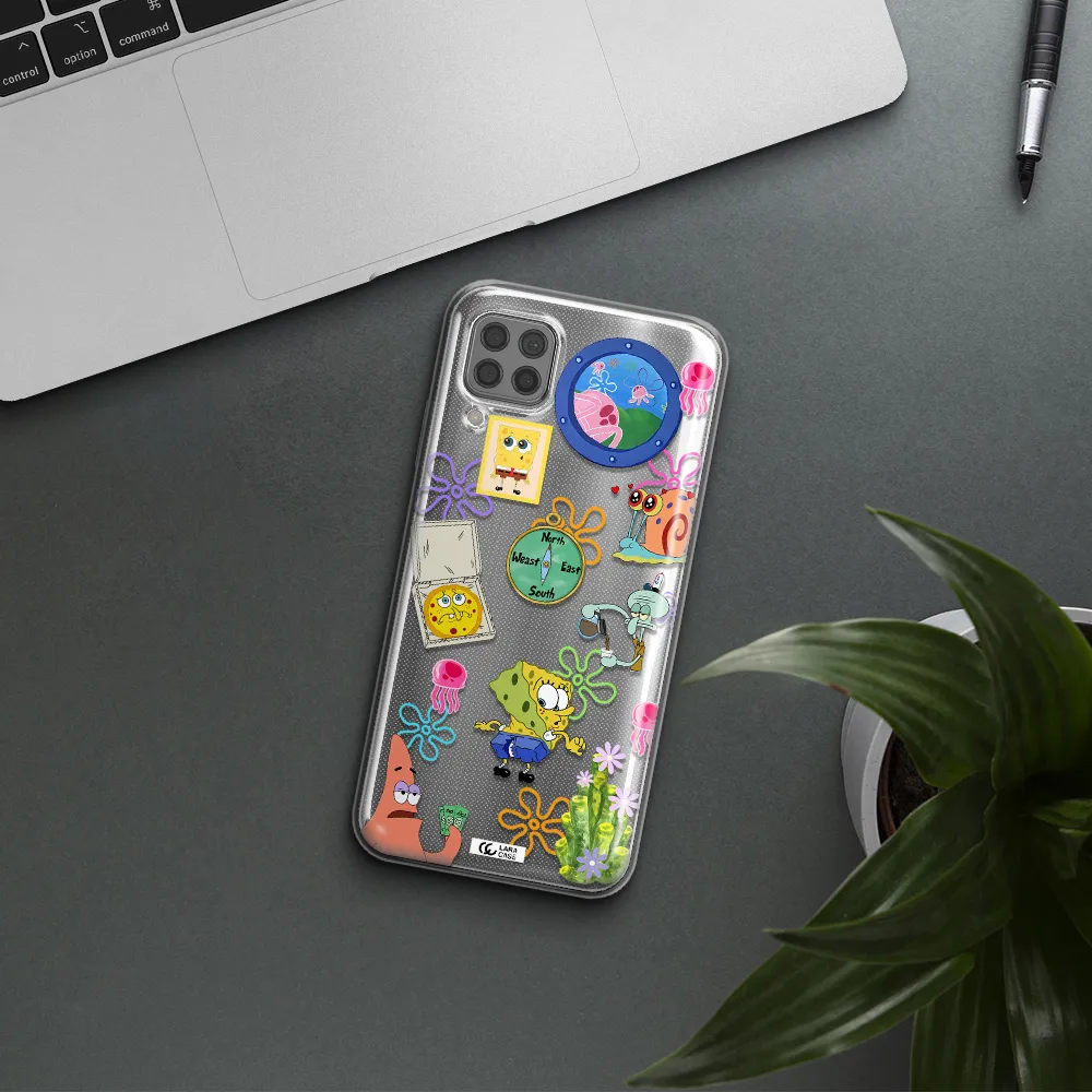 a collection of cartoon characters Huawei P40 Lite Clear TPU Case