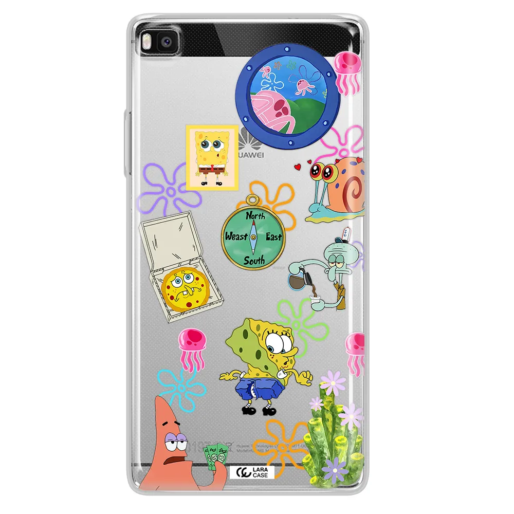 a collection of cartoon characters Huawei P8 Clear TPU Case