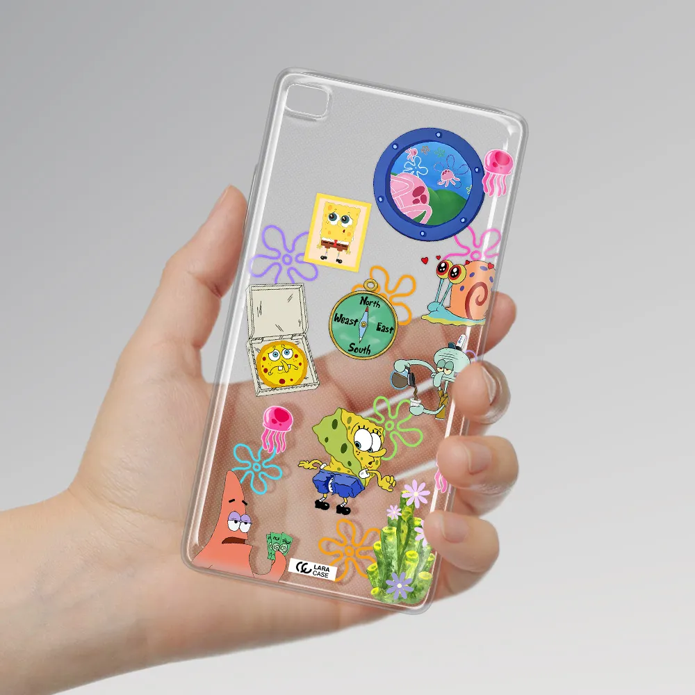 a collection of cartoon characters Huawei P8 Clear TPU Case