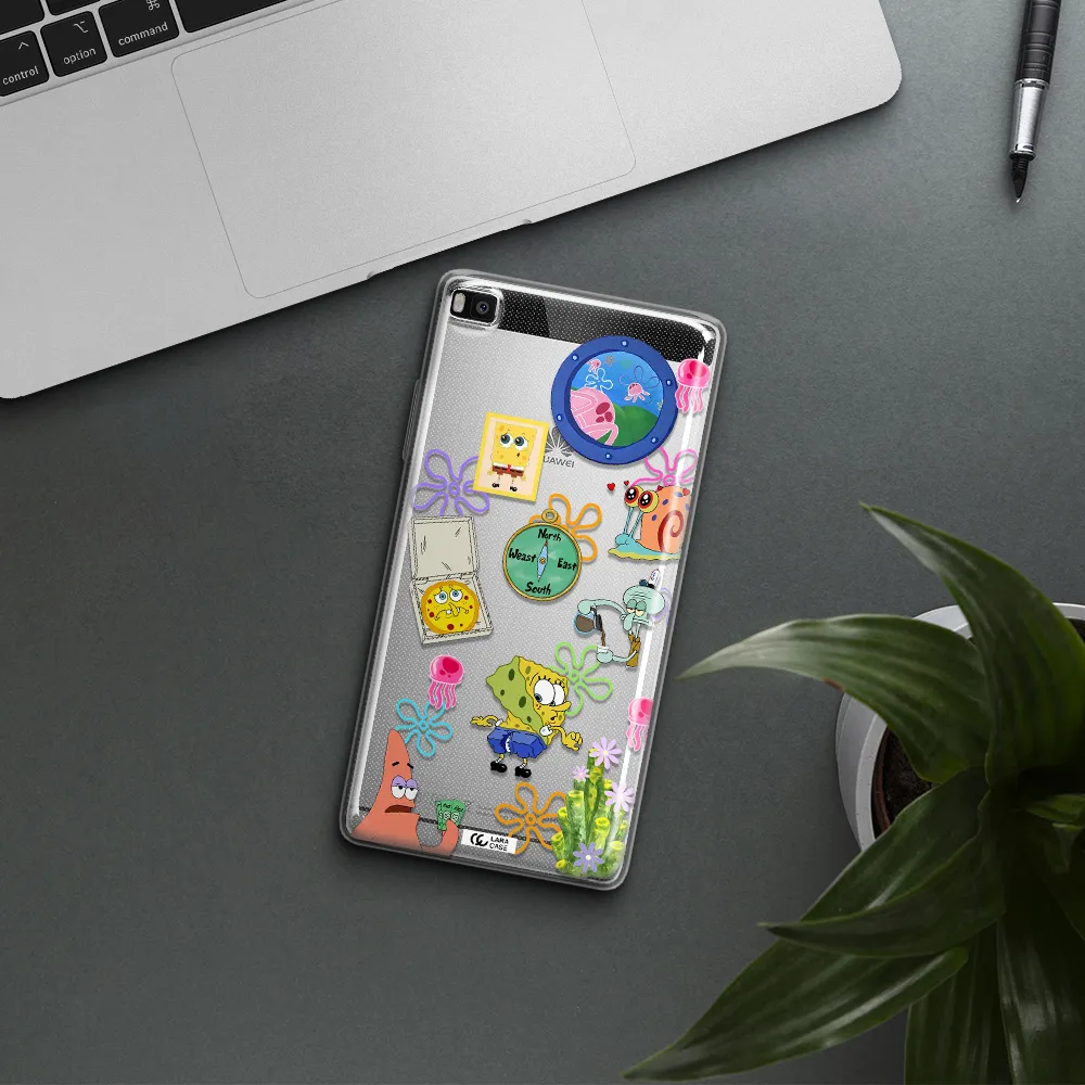 a collection of cartoon characters Huawei P8 Clear TPU Case