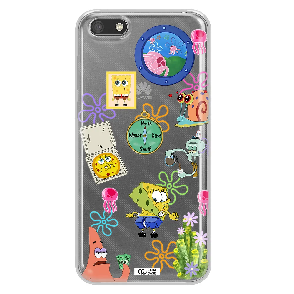 a collection of cartoon characters Huawei Y5 2018 Clear TPU Case