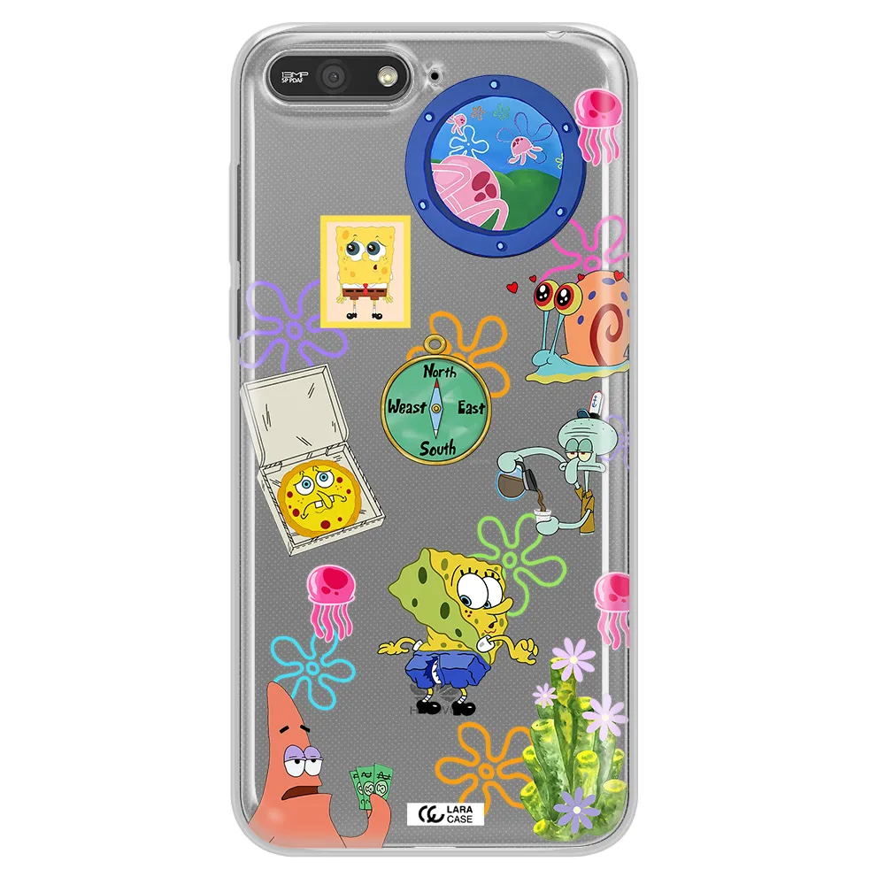 a collection of cartoon characters Huawei Y6 2018 Clear TPU Case