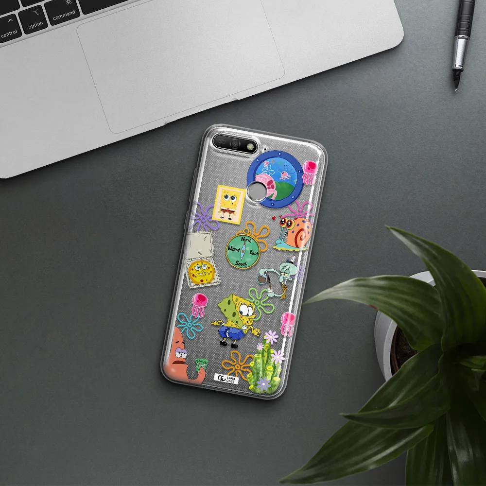 a collection of cartoon characters Huawei Y6 Prime 2018 Clear TPU Case