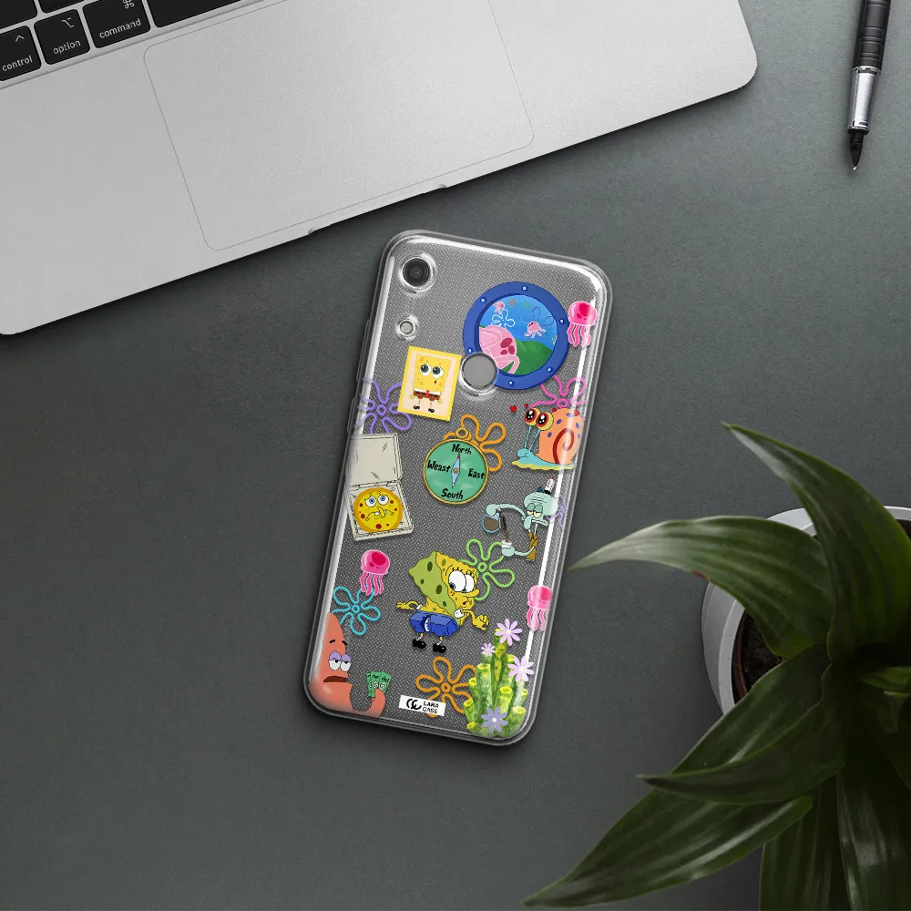 a collection of cartoon characters Huawei Y6S Clear TPU Case