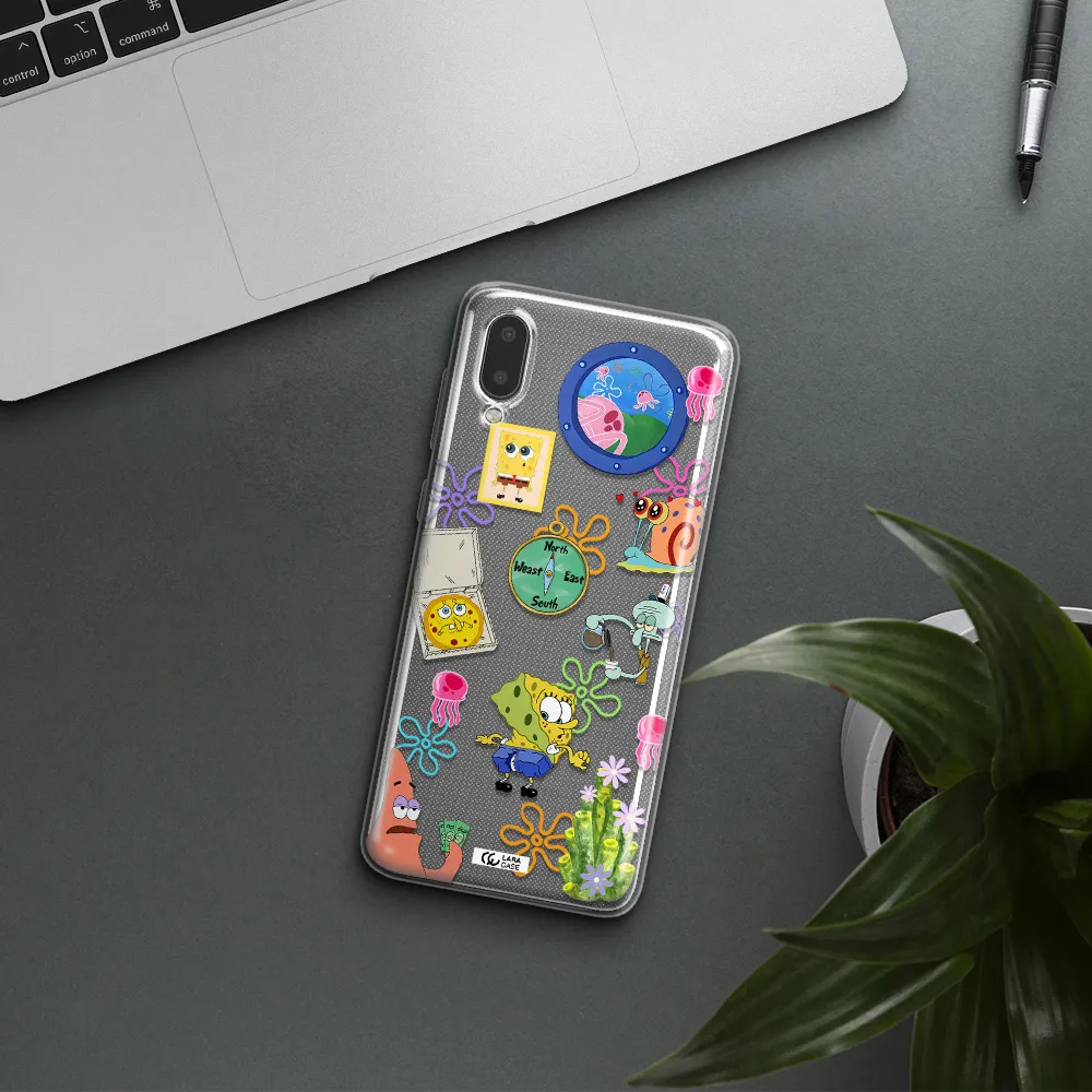 a collection of cartoon characters Samsung A02 Clear TPU Case