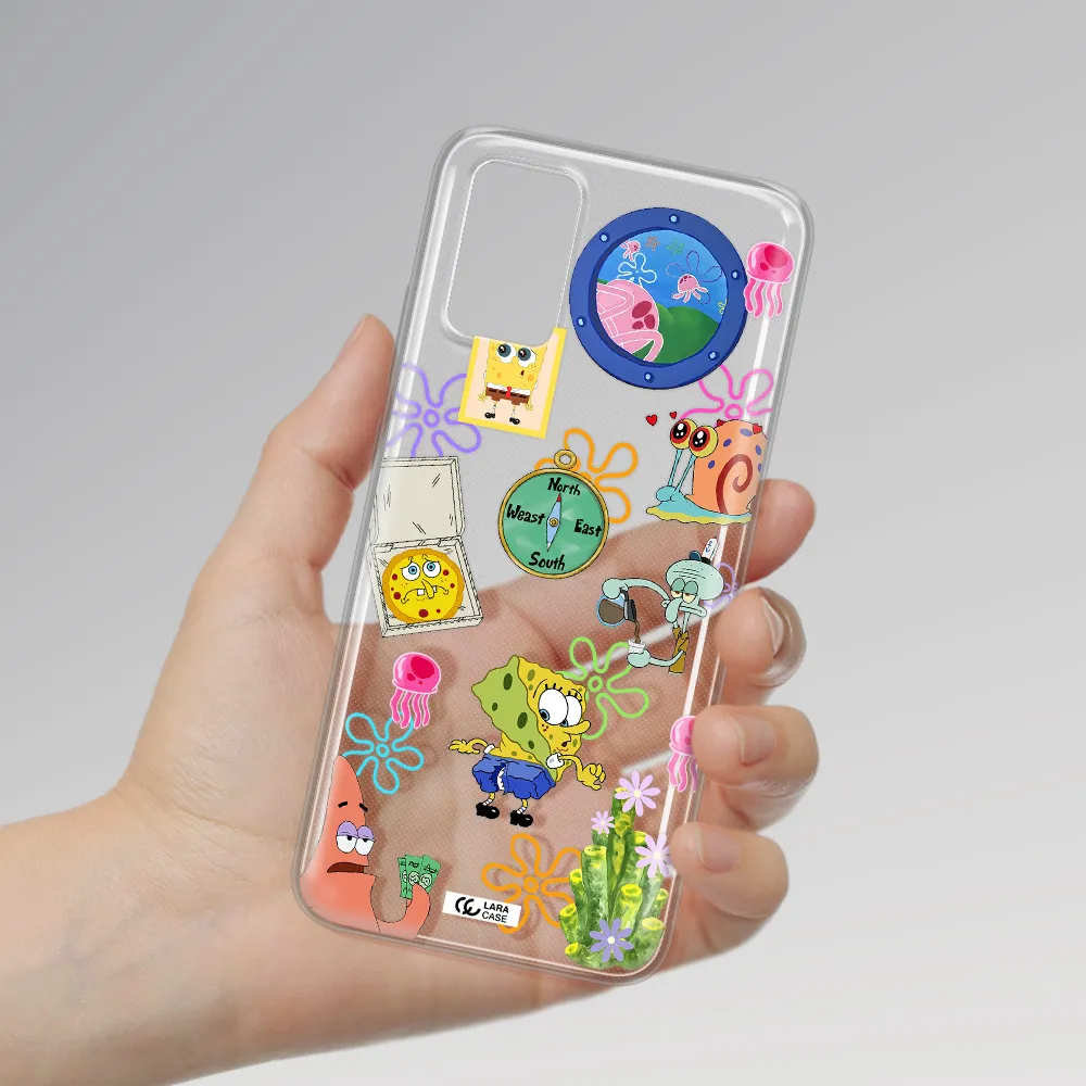 a collection of cartoon characters Samsung A02S Clear TPU Case