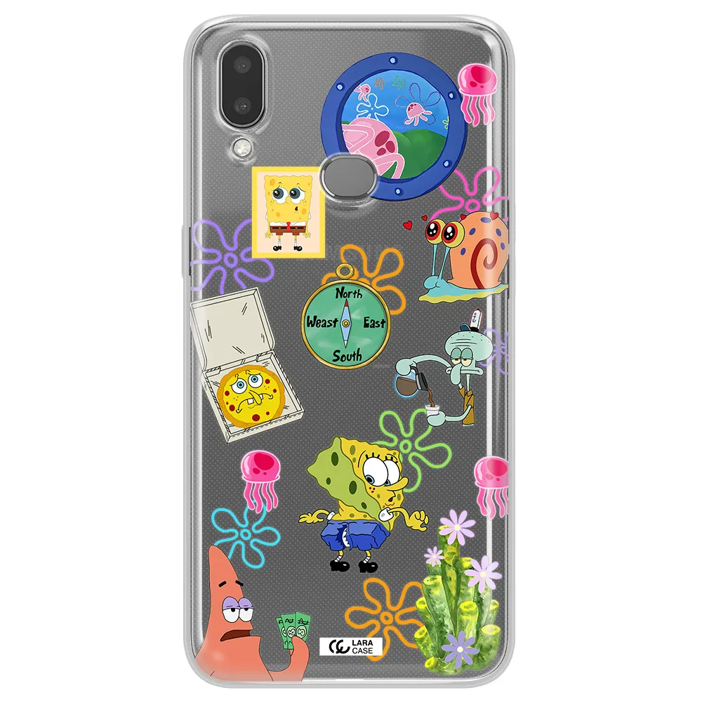 a collection of cartoon characters Samsung A10S Clear TPU Case