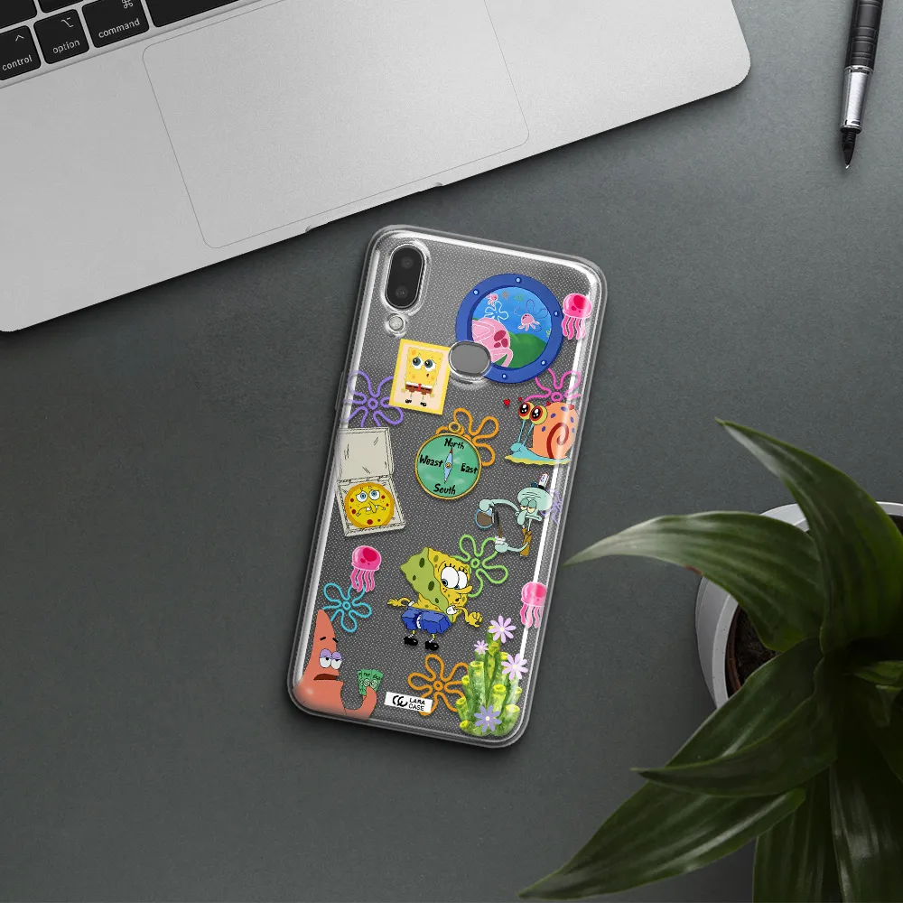 a collection of cartoon characters Samsung A10S Clear TPU Case