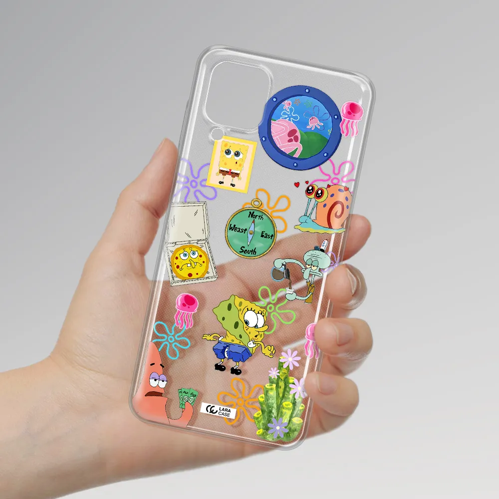 a collection of cartoon characters Samsung A12 4g Clear TPU Case