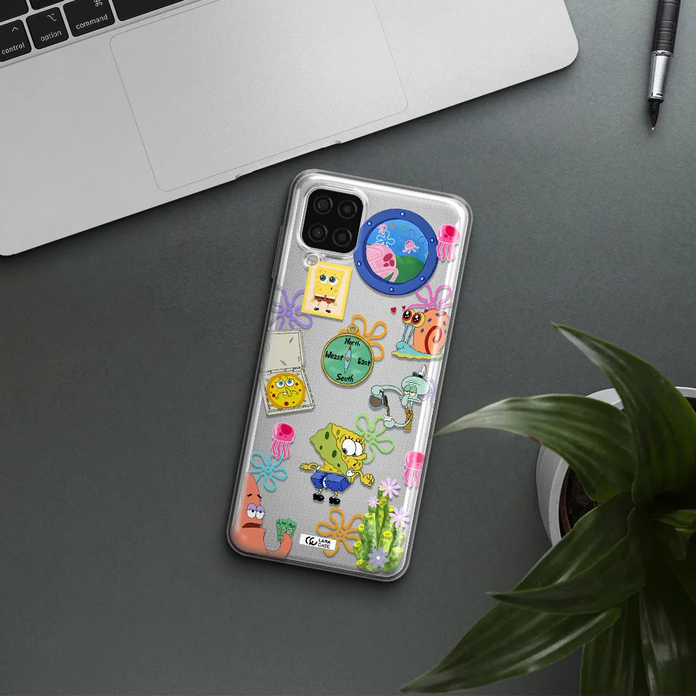a collection of cartoon characters Samsung A12 4g Clear TPU Case