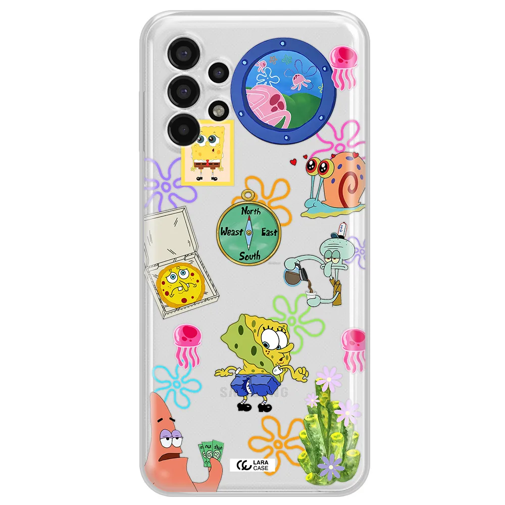 a collection of cartoon characters Samsung A13 4g Clear TPU Case