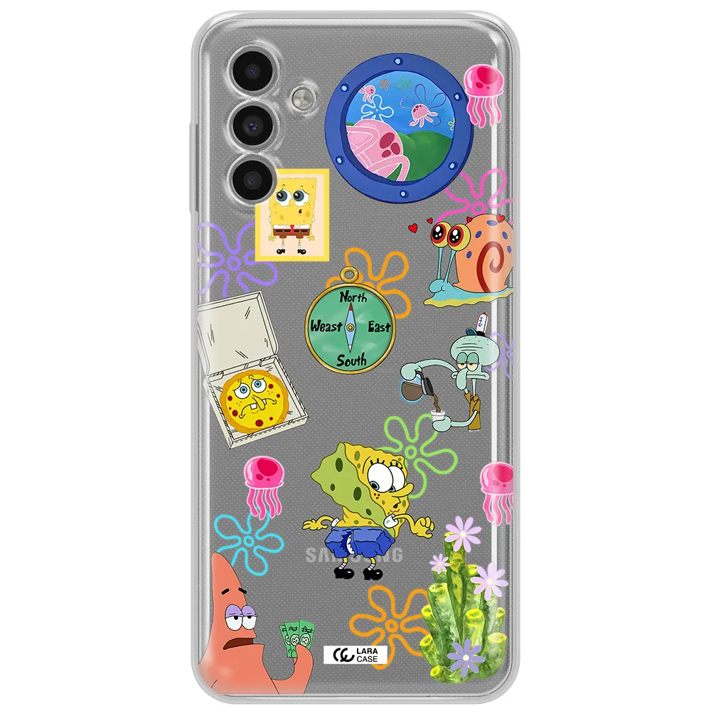 A Collection Of Cartoon Characters Samsung A13 5G Clear Tpu Case