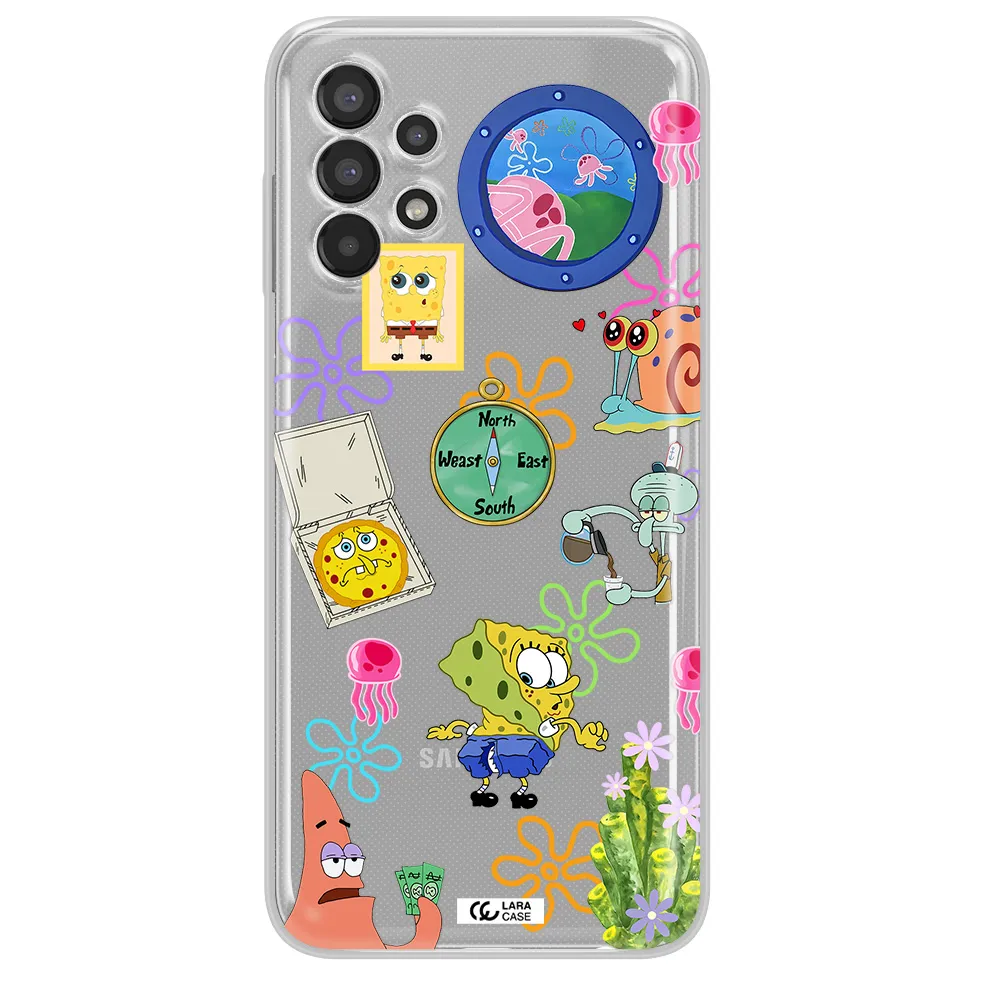 a collection of cartoon characters Samsung A13 Clear TPU Case