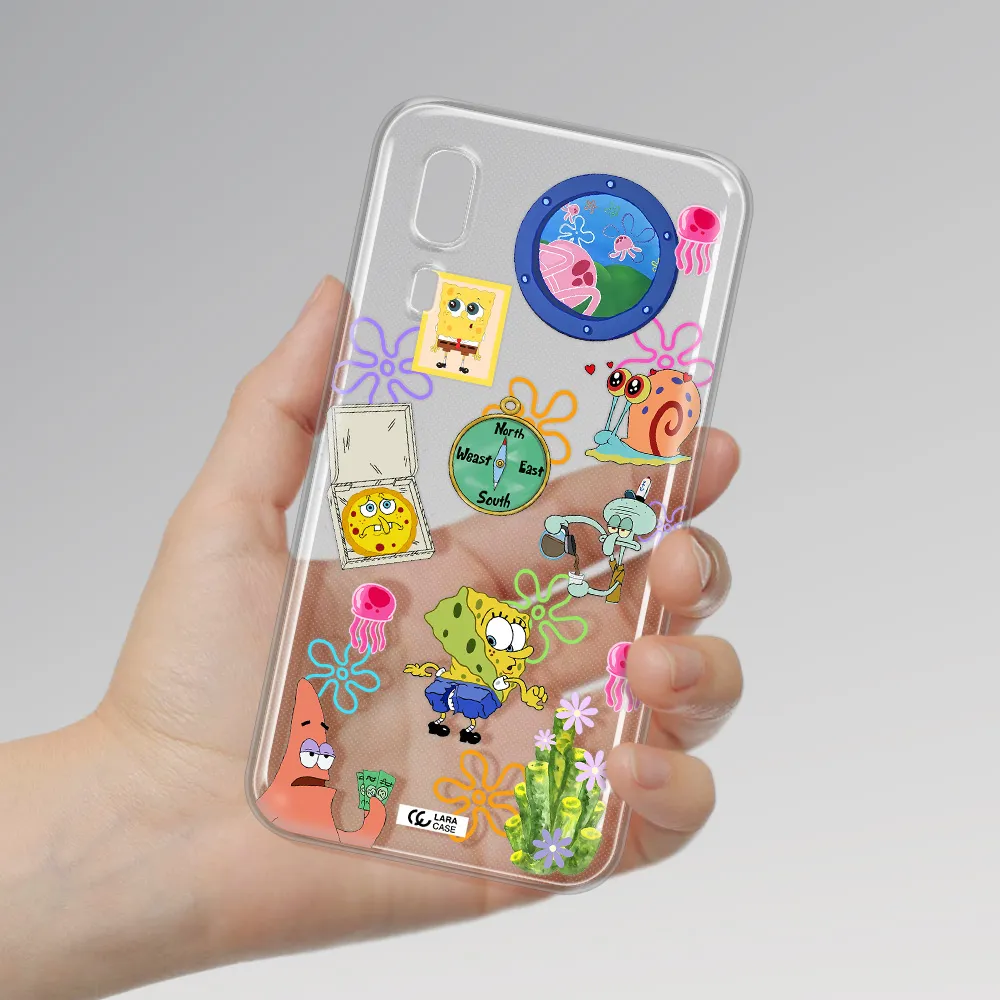 a collection of cartoon characters Samsung A2 Core Clear TPU Case