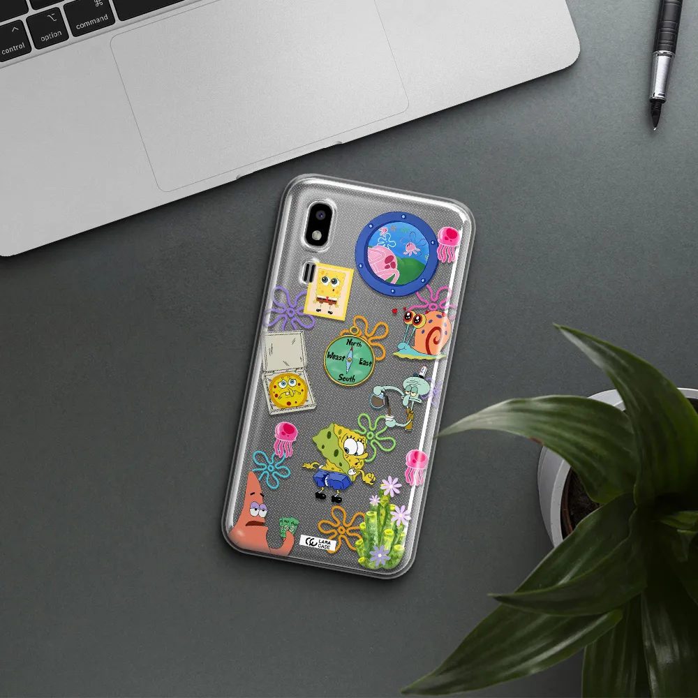 a collection of cartoon characters Samsung A2 Core Clear TPU Case