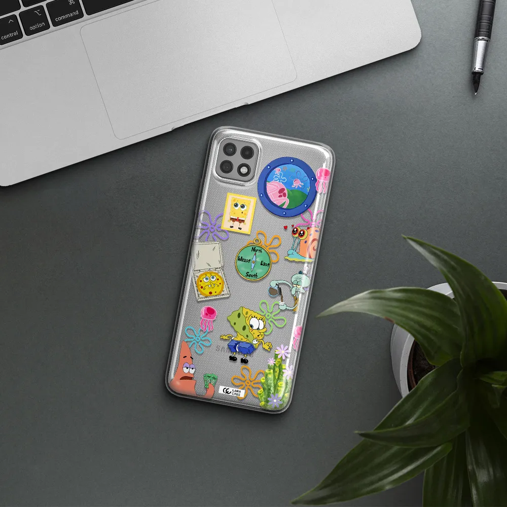 a collection of cartoon characters Samsung A22 5g Clear TPU Case