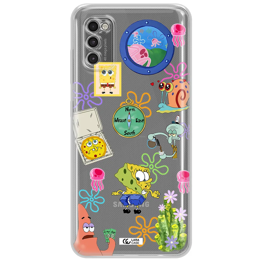A Collection Of Cartoon Characters Samsung A41 Clear Tpu Case