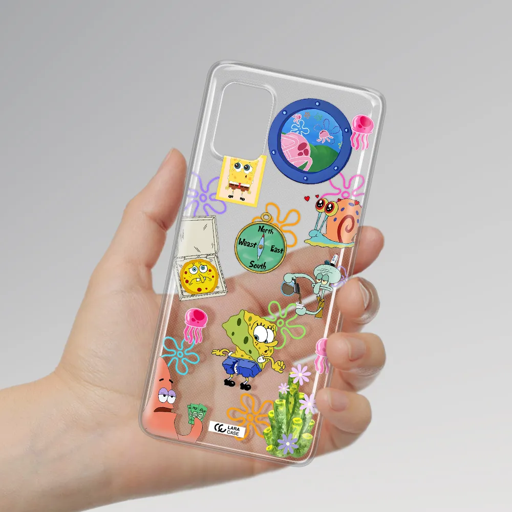 a collection of cartoon characters Samsung A51 Clear TPU Case