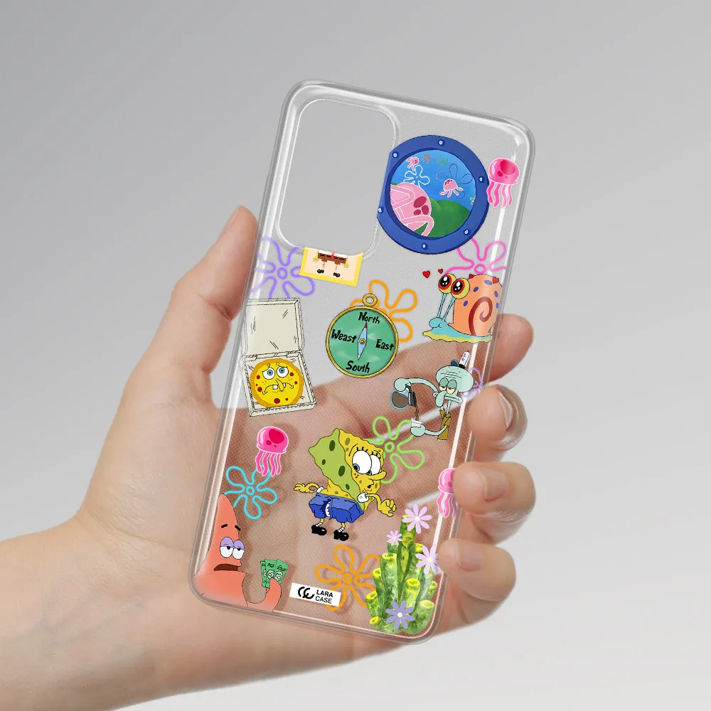 a collection of cartoon characters Samsung A52 Clear TPU Case