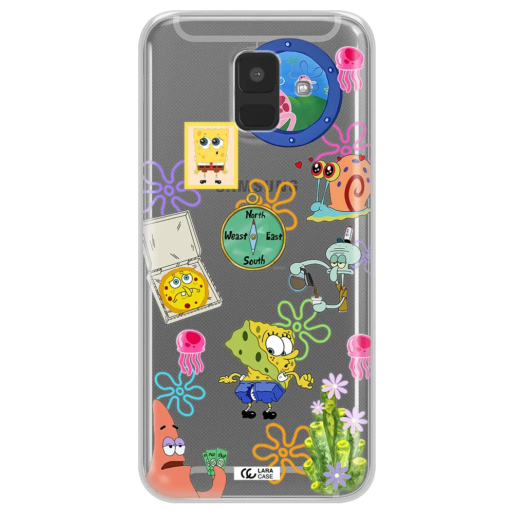 a collection of cartoon characters Samsung A6 Clear TPU Case