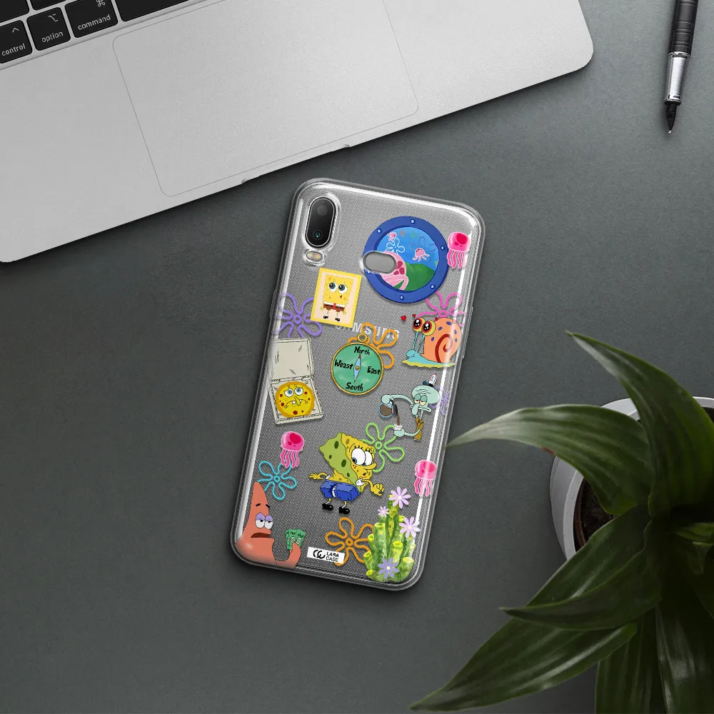 a collection of cartoon characters Samsung A6S Clear TPU Case