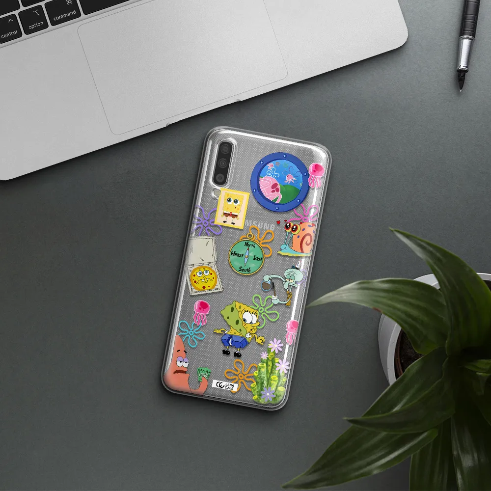 A Collection Of Cartoon Characters Samsung A70S Clear Tpu Case