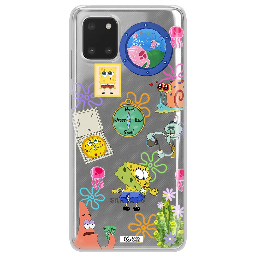 a collection of cartoon characters Samsung A81 Clear TPU Case