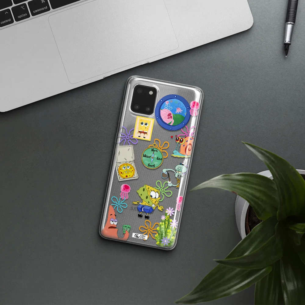 a collection of cartoon characters Samsung A81 Clear TPU Case