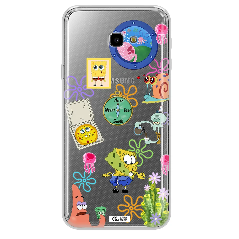 a collection of cartoon characters Samsung J4 Plus Clear TPU Case