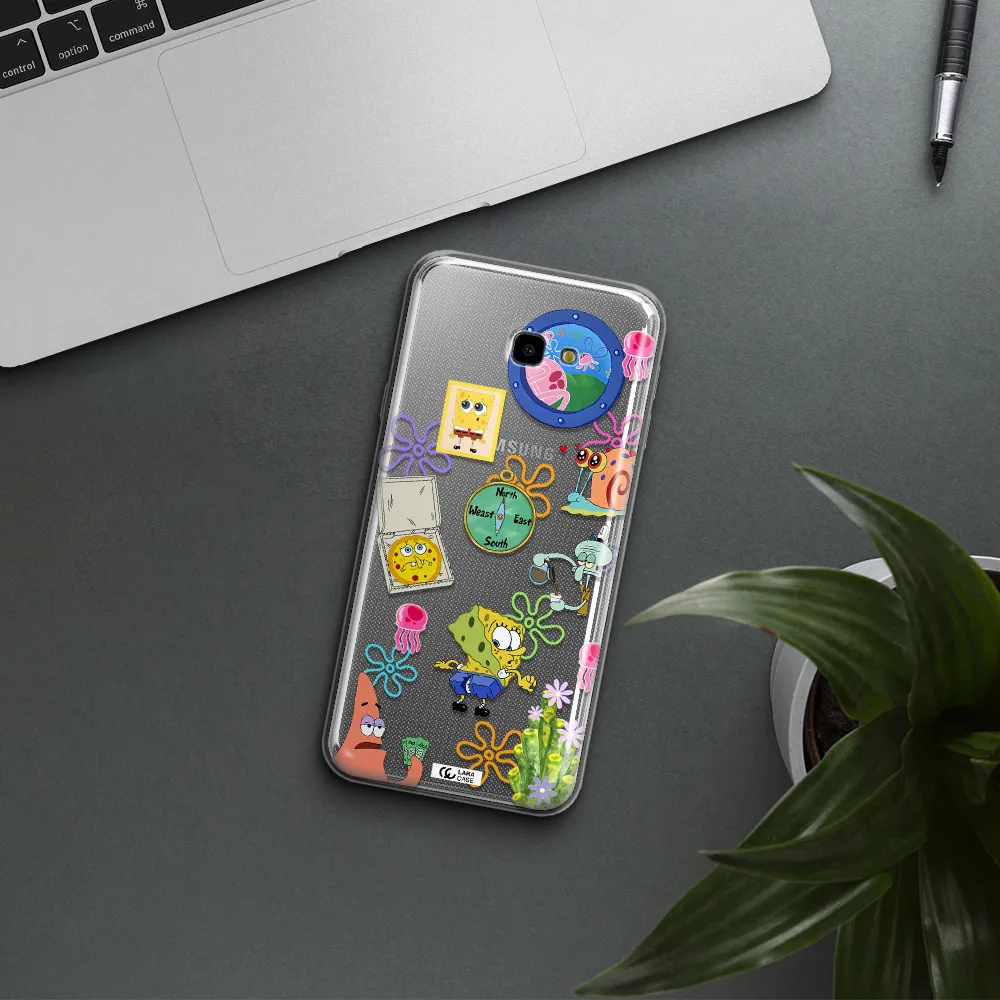 a collection of cartoon characters Samsung J4 Plus Clear TPU Case