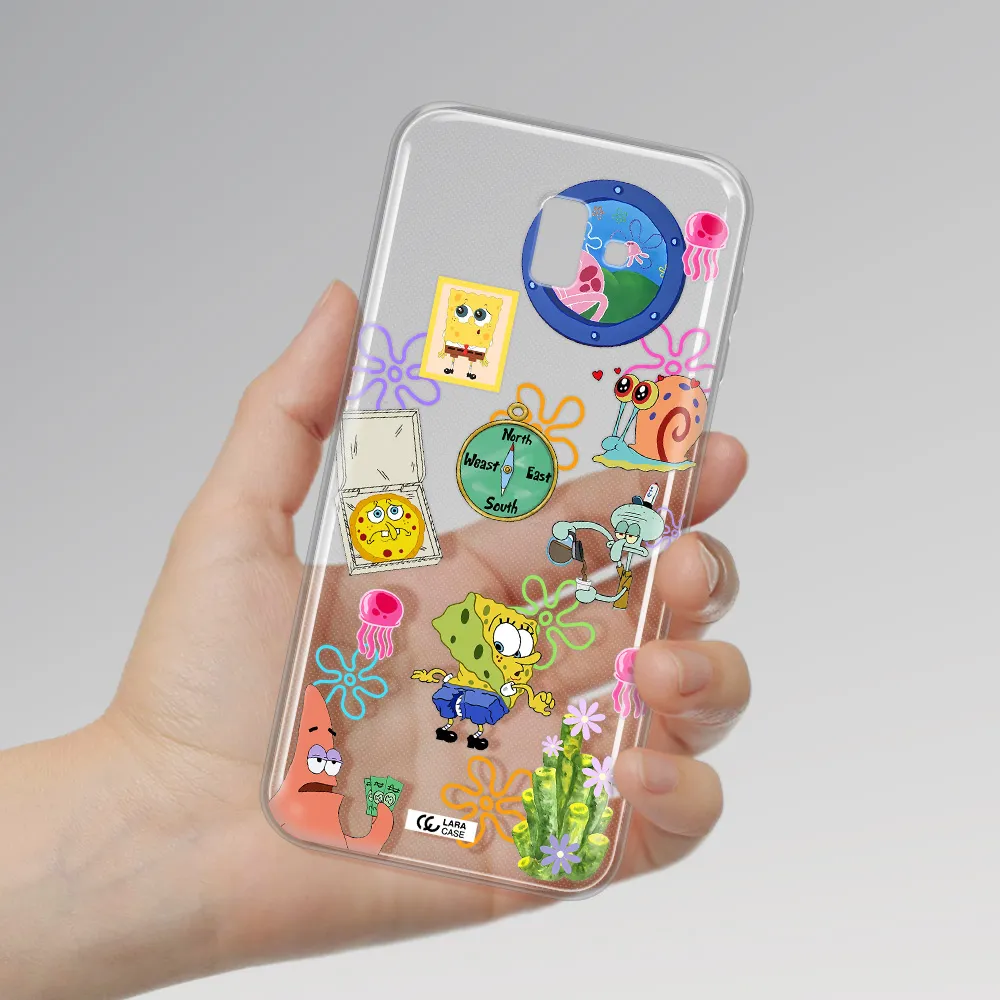 a collection of cartoon characters Samsung J6 Plus Clear TPU Case