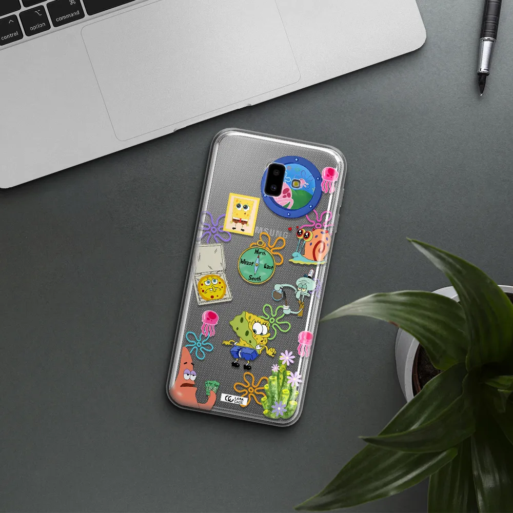 a collection of cartoon characters Samsung J6 Plus Clear TPU Case