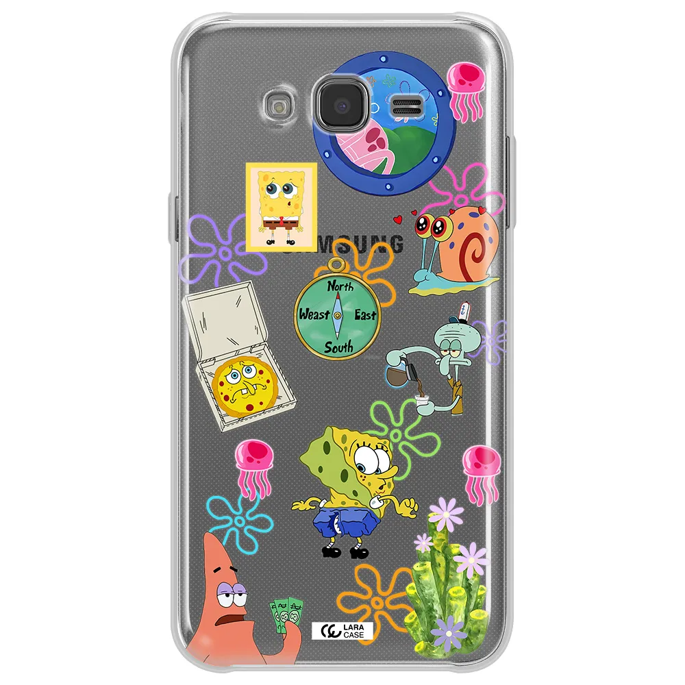 a collection of cartoon characters Samsung J7 2015 Clear TPU Case
