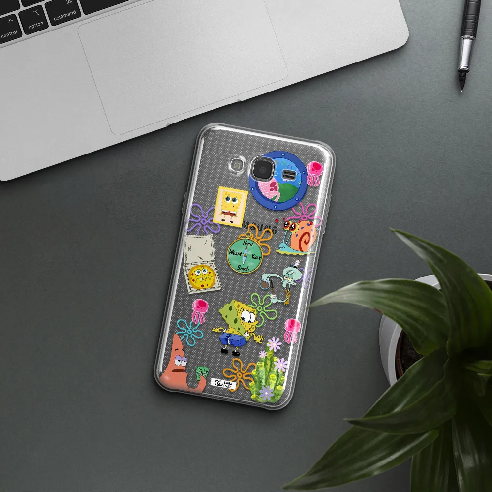 a collection of cartoon characters Samsung J7 2015 Clear TPU Case