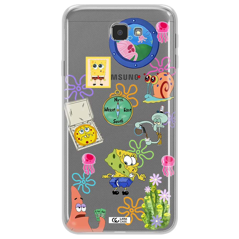 a collection of cartoon characters Samsung J7 Prim Clear TPU Case