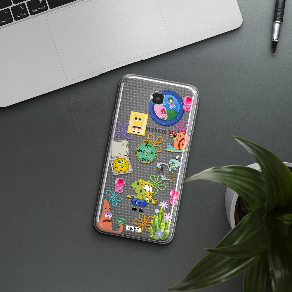 a collection of cartoon characters Samsung J7 Prim Clear TPU Case