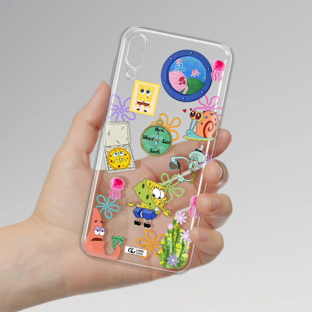 a collection of cartoon characters Samsung M10 Clear TPU Case