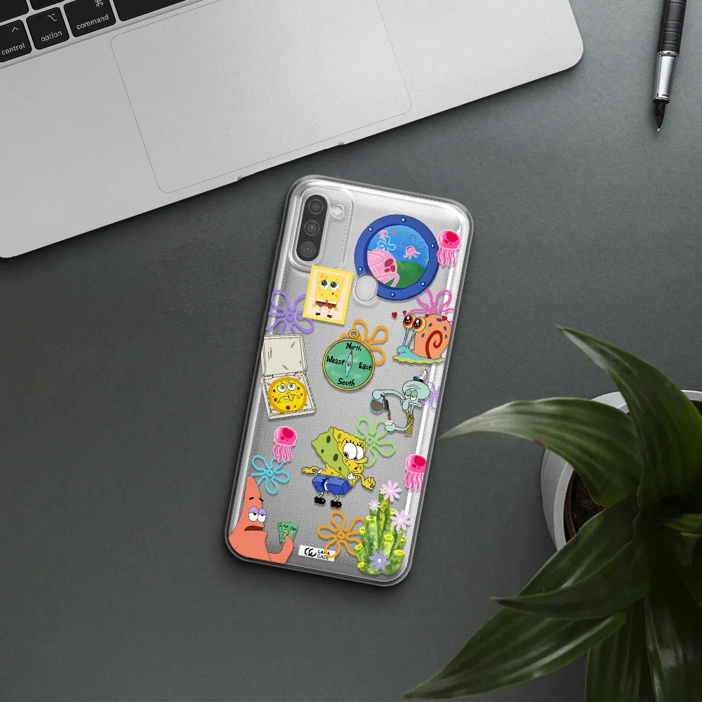 a collection of cartoon characters Samsung M11 Clear TPU Case