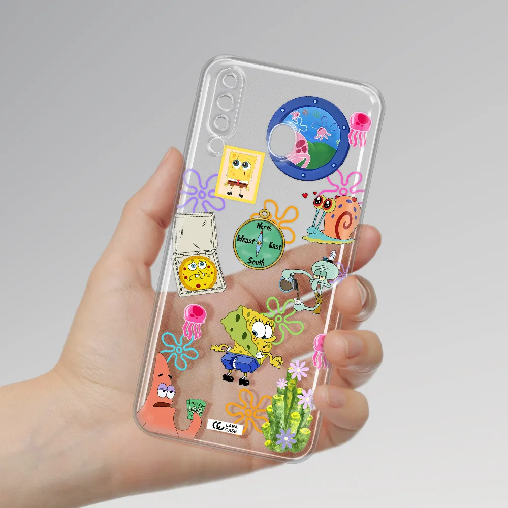 a collection of cartoon characters Samsung M30 Clear TPU Case