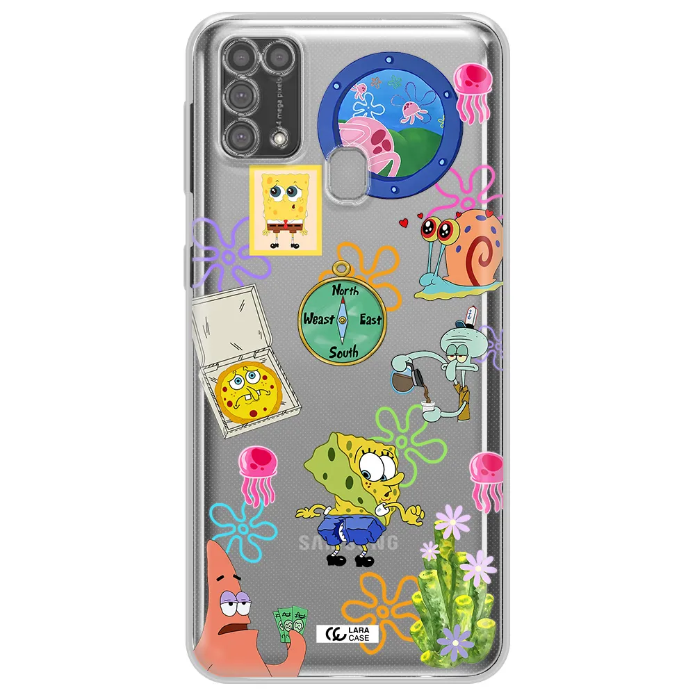 a collection of cartoon characters Samsung M31 Clear TPU Case