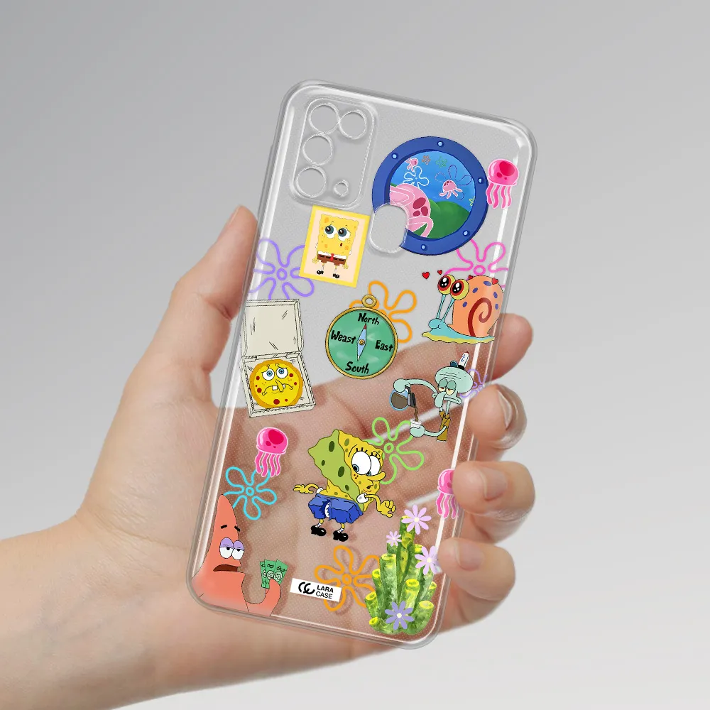 a collection of cartoon characters Samsung M31 Clear TPU Case
