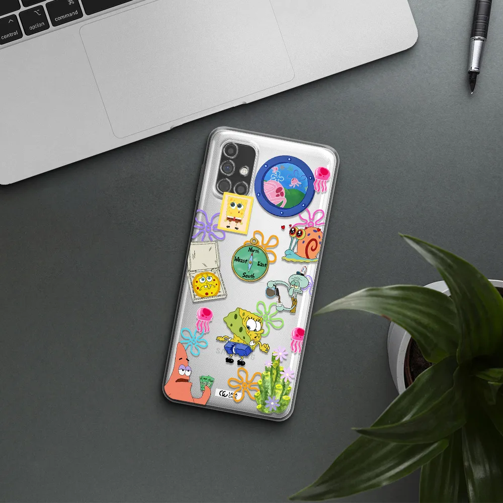 a collection of cartoon characters Samsung M31S Clear TPU Case