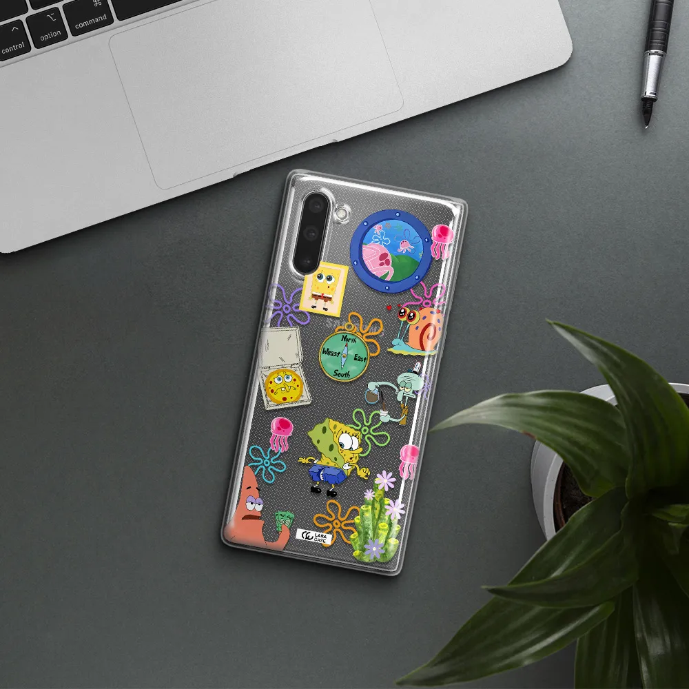 a collection of cartoon characters Samsung Note 10 Clear TPU Case