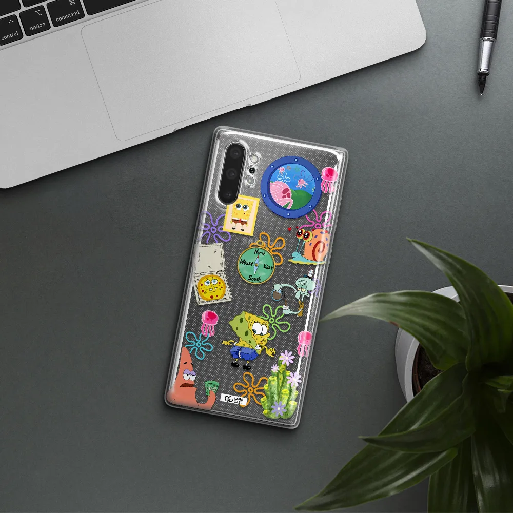 a collection of cartoon characters Samsung Note 10 Plus Clear TPU Case
