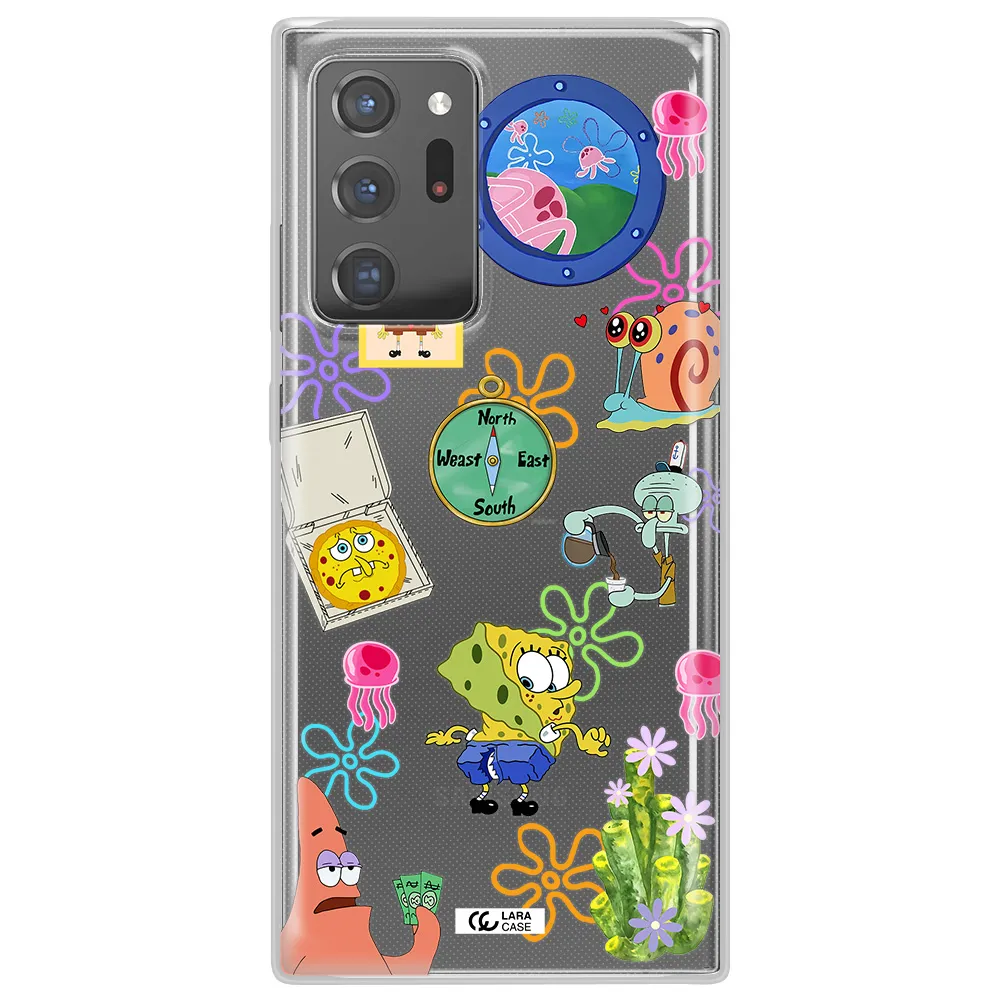 a collection of cartoon characters Samsung Note 20 Ultra Clear TPU Case