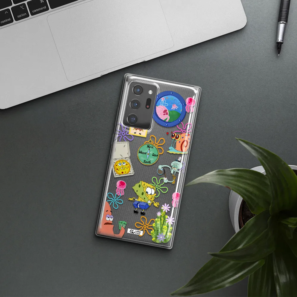 a collection of cartoon characters Samsung Note 20 Ultra Clear TPU Case