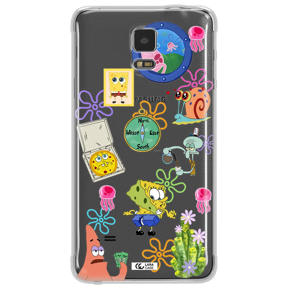 a collection of cartoon characters Samsung Note 4 Clear TPU Case