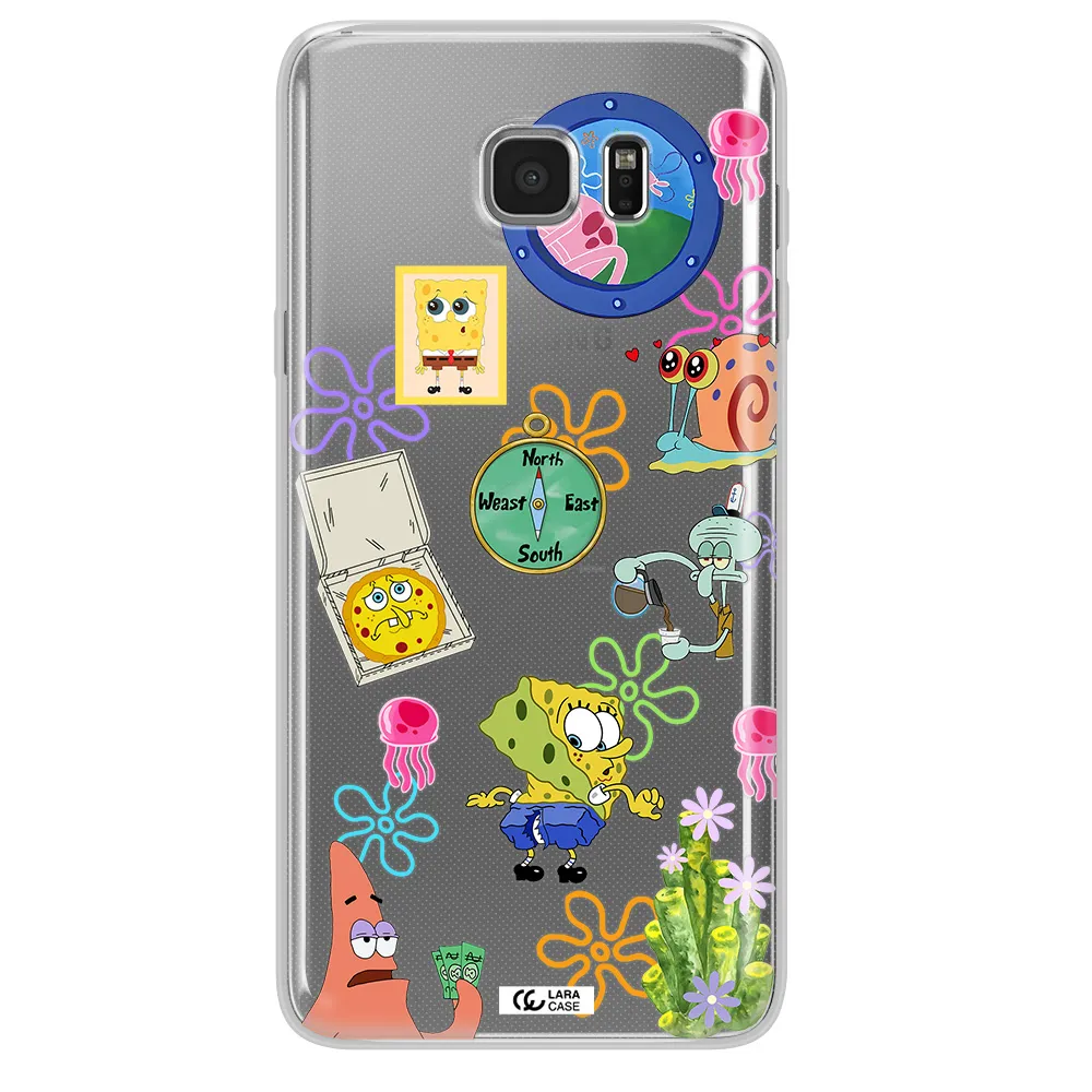 a collection of cartoon characters Samsung Note 5 Clear TPU Case
