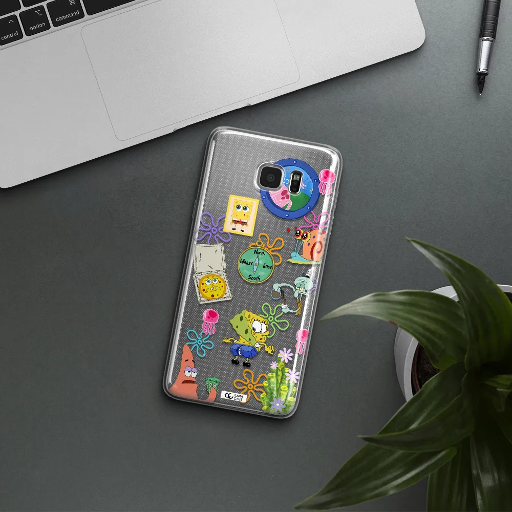 a collection of cartoon characters Samsung Note 5 Clear TPU Case